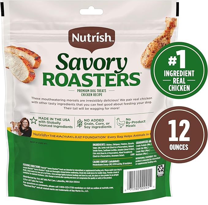 Nutrish Savory Roasters Chicken Recipe Premium Dog Treats, 12 oz. Pouch (Rachael Ray)
