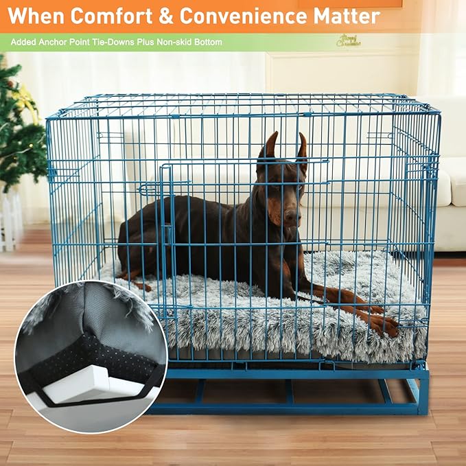 KISYYO Orthopedic Dog Beds for Large Dogs Fixable Deluxe Cozy Dog Kennel Beds for Crates Washable Pet Sofa, Grey (S)