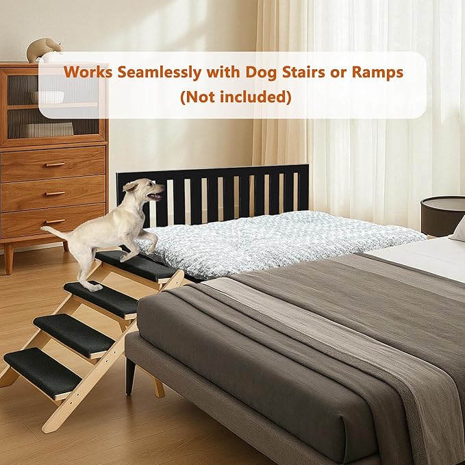 Beside Dog Bed,Adjustable Height Dog Bunk Beds,48''x 32'' Metal Dogs Bed Frame with Cushion,X-Large