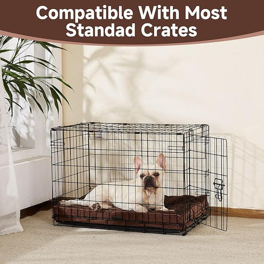 OhGeni Orthopedic Waterproof & Machine Washable Dog Bed for Small Medium Pets, Suitable for Crates, Cat Mat with 25D Egg Crate Foam, Removable Cover, 30 Inches(Brown)