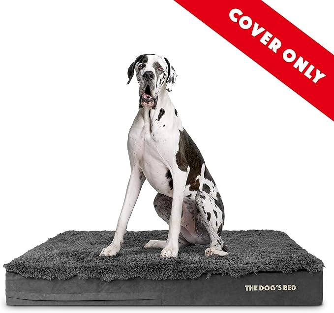 The Dog's Bed Replacement Outer Cover ONLY (Outer Cover ONLY - NO Bed, NO Waterproof Inner) for The Dog's Bed, Washable Oxford Fabric, XXL 6 Inches (Grey Faux Fur)