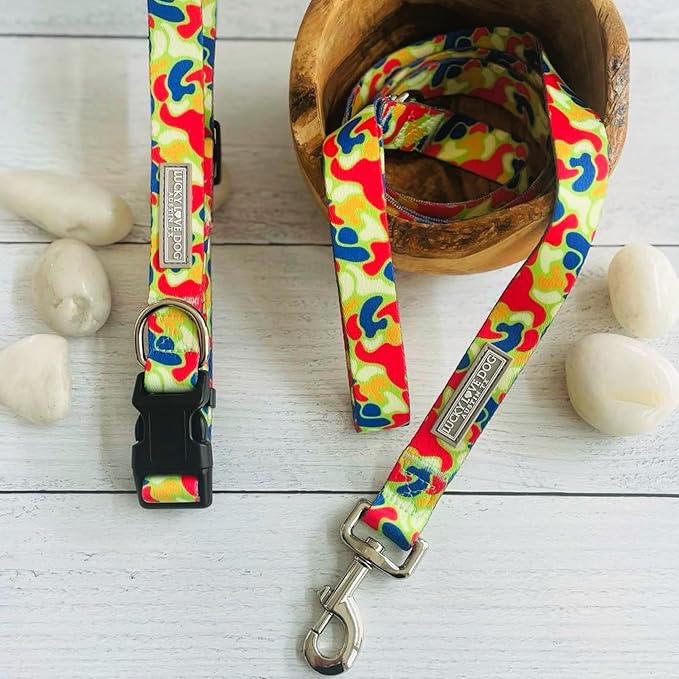 Lucky Love Dog - Adjustable Dog Collar and Leash Set with Easy Click Buckle for Small to Large Dogs, Durable, & Comfortable Collar for Male & Female Dogs, Puppies & Adult Ones - Oscar Combo, Small