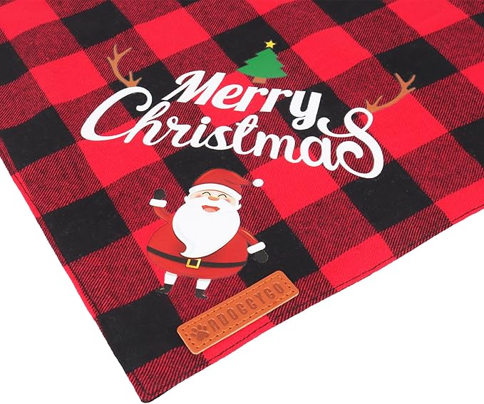 ADOGGYGO 2 Pack Dog Bandana Christmas Classic Plaid Pet Scarf Triangle Bibs Kerchief Merry Christmas Santa Snowman Bandana for Small Dogs Cats (Small)