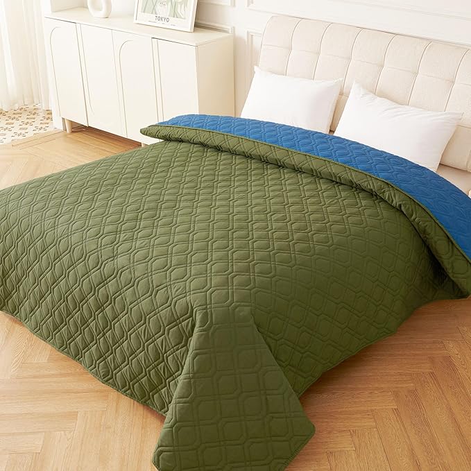 hyha Waterproof Dog Bed Blanket, Soft Pet Blankets, Waterproof Couch Cover for Dogs, Reversible Sofa Covers Washable for Furniture (82x82 Inch, Green/Navy Blue)