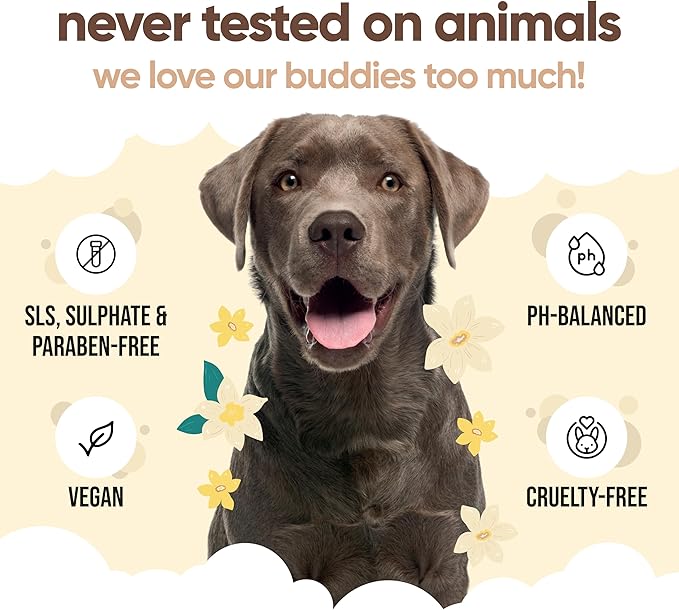 Vanilla & Shea Butter Dog Shampoo - (33.8oz) Itch Relief & Dog Shampoo Sensitive Skin Care, Dog Shampoo and Conditioner, Premium Dog Grooming Supplies for All Breeds