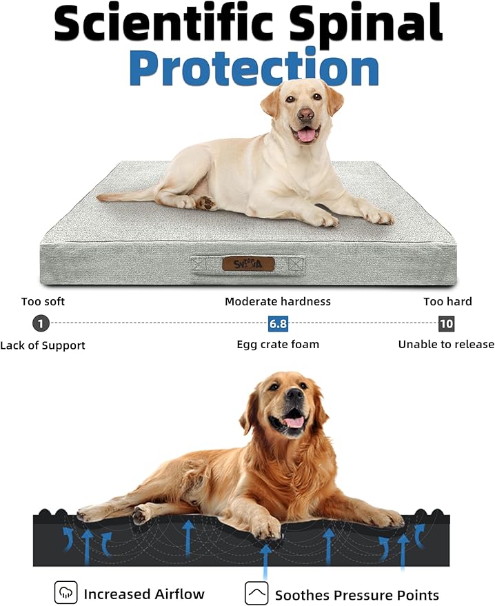 Sytopia 50" XXL Indestructible Waterproof Chew-Resistant Dog Bed, 130 lbs Capacity for Extra Large Dogs, Indoor & Outdoor Use, Light Gray