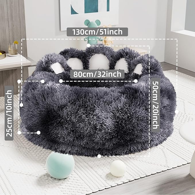 Cute Dog Bed Medium Large Size Dogs Beds Couch Pet Bed with Washable Removable Cover Egg Crate Foam Waterproof Orthopedic Dog Beds(Tie-Dyed Dark Grey,2XL)