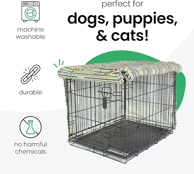 Molly Mutt I Don't Like Mondays Dog Crate Cover, 100% Cotton Canvas Cover with 2 Roll-Up Panels, Ideal for Dog or Cat Crate, Durable, Washable, and Free of Harmful Chemicals, 30" x 19" x 21"