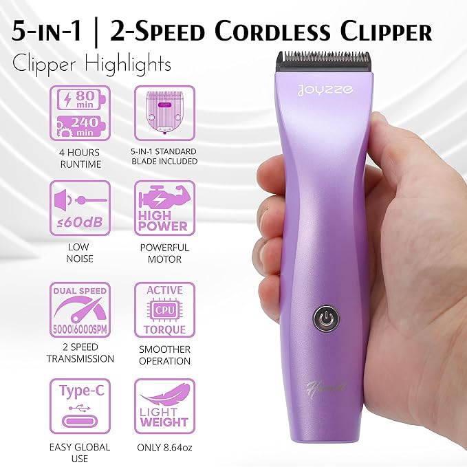 Hornet 5-in-1 Professional Pet Grooming Clipper for Dogs & Cats, Low Noise, Precision Trimmer for Trimming, Shaping & Styling