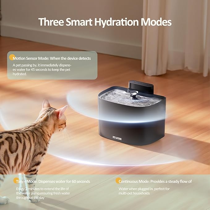 PET LAYSON Pumpless Cat Water Fountain,App Remote Control Smart Cordless Battery Operated 3.6L/122oz Wireless 2.4GHz Wi-Fi Networks Rechargeable Water Dispenser (Pink, M1Pro-2 Filter)