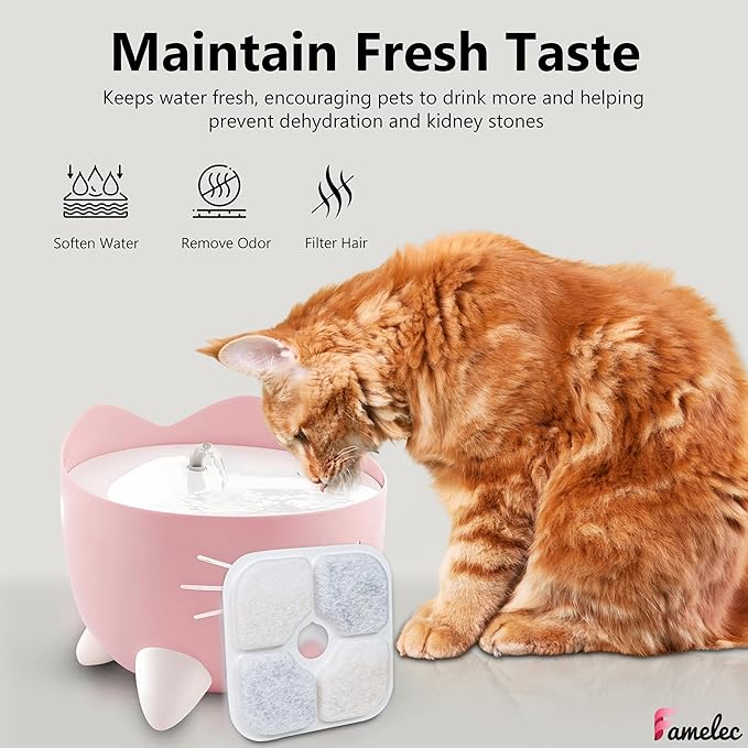 18 Pcs Cat Fountain Filter Replacement for 2.5L Catit Pixi Water Fountain Filters, Replacement Triple Action Water Filter with Ion-exchange Resin & Activated Carbon for Cat Drinking Fountain