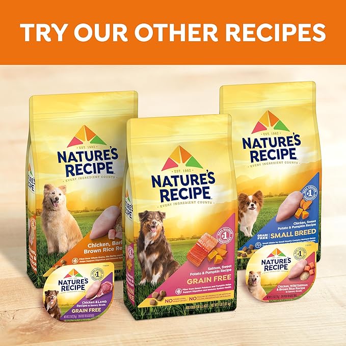 Nature's Recipe Grain Free Wet Dog Food Paté Variety Pack Chicken and Beef Recipes with Sweet Potato & Pumpkin, 13oz. Cans (Pack of 12 Cans)