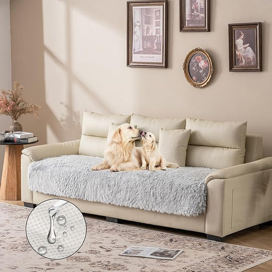 Dogs/Cats Bed Mats, Dog Pad Washable Removable Couch Cover with Anti-Slip Back, Plush Long Fur Mat, Perfect for Small, Medium and Large Dogs.(Magic Gray, 30"x53")