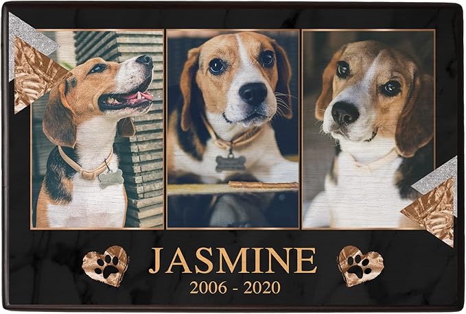 Custom Pet Keepsake Urns for Dogs, Wooden Box for Pet Ashes with Photo for Your Beloved Pets, Pet Cremation Urns as Sympathy Gifts for Pet Lovers - Small, 6" x 4" x 2.75" (Design 1)