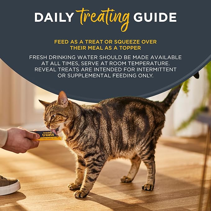 Reveal Lickable Cat Treats, Natural Purée Treats for Cats, Grain Free and Made with Limited Ingredients, Chicken Squeeze Up Cat Treats (40 x 0.5 oz Sachet Multipack)