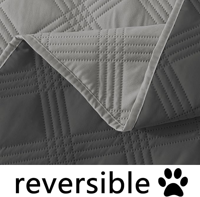 hyha Waterproof Dog Blanket, Reversible Pet Bed Blanket, Soft Sofa Couch Cover for Dogs Washable, Waterproof Pet Couch Covers for Sofa Puppy Cats Furniture Protector(82"x102", Grey/Dark Grey)
