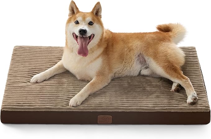 Bedsure Dog Beds Large Sized Dog- Orthopedic Pet Beds for Crate with Removable Machine Washable Cover, NOT Waterproof Egg Crate Foam Puppy Pad, Suitable for Pet Up to 50 lbs, 35"x22"