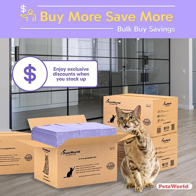PetsWorld Universal Fit Cat Pad Refills for Litter Box, Fresh Scent, Odor Control, Pack of 800