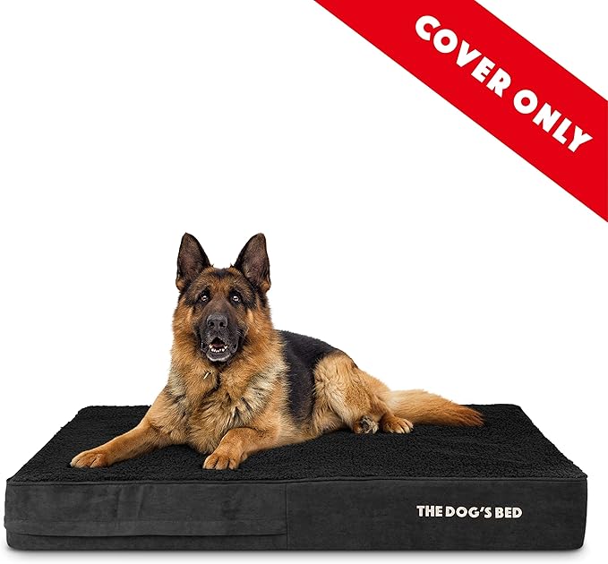 The Dog's Bed Replacement Outer Cover ONLY (Outer Cover ONLY - NO Bed, NO Waterproof Inner) for The Dog's Bed, Washable Plush Fabric, Extra Large 6 Inches (Black Plush)