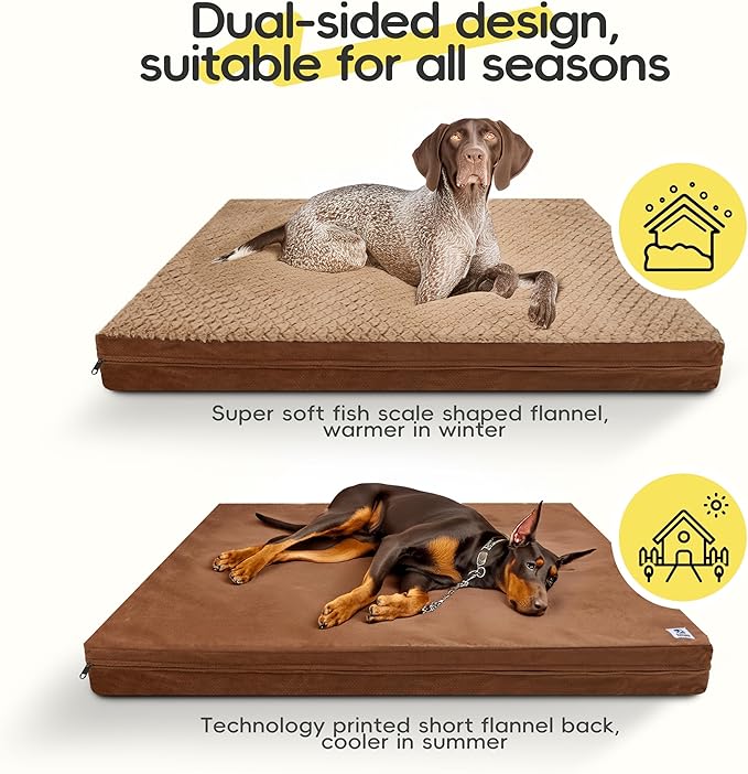 Sytopia Indestructible 42" Dog Bed for Large Dogs – Waterproof, Washable, Removable Cover, Thick Orthopedic Support, Durable Multi- Size Comfort Clearance Indoor Flat Dog Bed