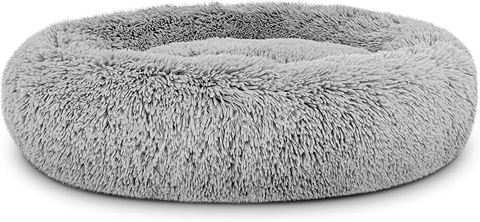 The Dog's Bed Replacement Cover Only for The Dog’s Bed Sound Sleep Donut Dog Bed Spare Cover, Medium Silver Grey Fur, Veterinary Approved