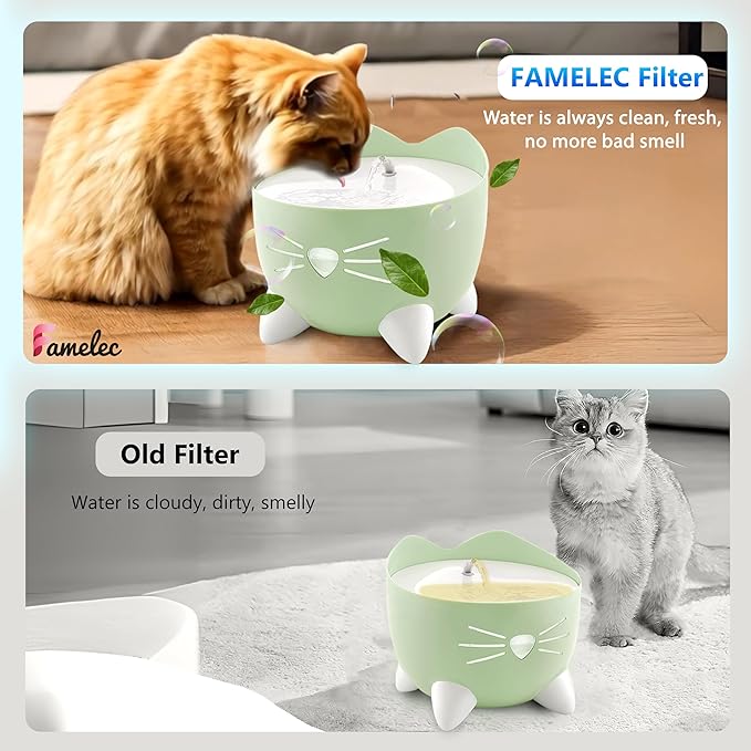 18 Pcs Cat Fountain Filter Replacement for 2.5L Catit Pixi Water Fountain Filters, Replacement Triple Action Water Filter with Ion-exchange Resin & Activated Carbon for Cat Drinking Fountain