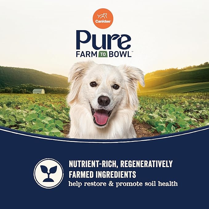 CANIDAE Pure Farm to Bowl Pasture-Raised Lamb & Brown Rice Dog Food, Adult Dog Food, 22lb