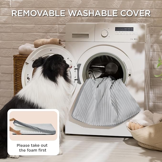 Bedsure XL Dog Bed for Crate - Large Orthopedic Pet Beds with Removable Machine Washable Cover, NOT Waterproof Egg Crate Foam Puppy Pad, Suitable for Pet Up to 80 lbs, 41"x27"