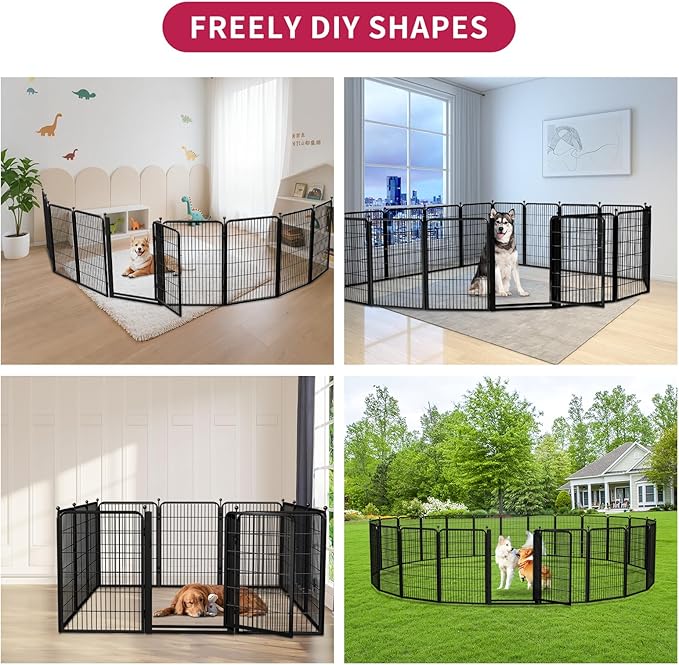 Dog Playpen Outdoor, 40 inch 48 Panels Dog Fence with Extra Wide Gate No-Tripped Pet Playpen Rustproof Dog Pen Indoor Puppy Playpen for Temporary Containment Portable Pet Fence for RV Camping