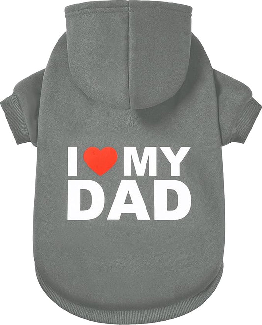 GreenJoy Dog Sweater Dog Hoodie Cold Weather Coat Hooded Sweatshirt for Puppies,Cats, Small Medium Large Dogs (Grey (I Love My Dad), Medium/Large)