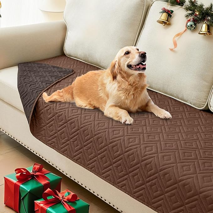 hyha Waterproof Dog Blanket, Soft Pet Bed Blankets, Waterproof Sofa Couch Cover for Dogs Washable, Reversible Pet Couch Covers for Sofa Furniture (30x70 Inch, Brown/Chocolate)