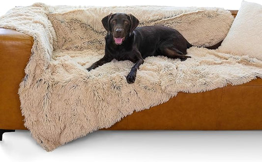 Best Friends by Sheri Calming Shag Cat and Dog Blanket with Non-Skid, Water Resistant Base, Machine Washable, Taupe, 60" x 80"