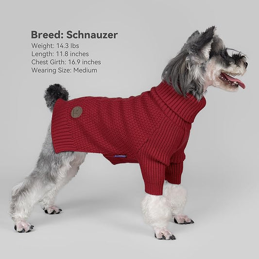 cyeollo Dog Sweater Pullover Turtleneck for Dogs Girl, Classic Knitwear Fall Winter Cold Weather Pet Clothes Warm Pet Apparel Small Medium Large Dog Sweaters, Burgundy M
