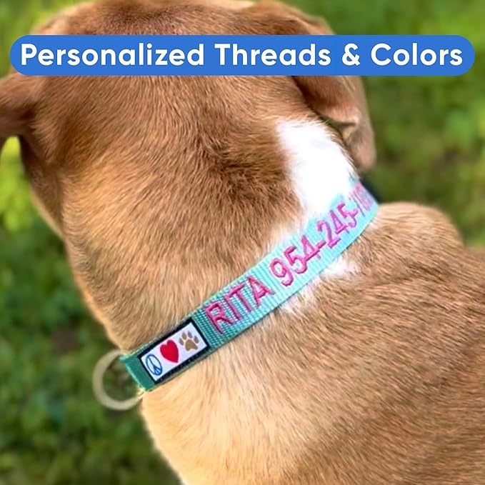 Pawtitas Personalized Dog Collar Extra Small Dog Collar Embroider with Name Phone Number Puppy Collar Adjustable Customized Collar for Extra Small Dogs Breeds Puppy Pink Dog Collar