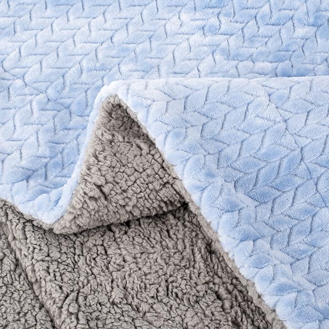 Fuzzy Blanket or Fluffy Blanket for Baby Girl or boy, Soft Warm Cozy Coral Fleece Toddler, Infant or Newborn Receiving Blanket for Crib, Stroller, Travel, Outdoor, Decorative (40" x 48", MD-Sky Blue)