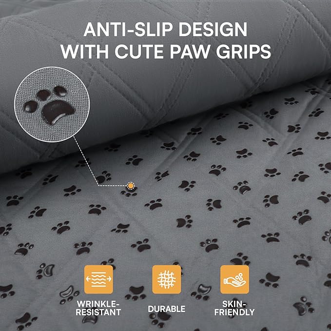 Luciphia 100% Waterproof Couch Cover Blanket for Dogs Anti-Slip Pet Couch Protector Sofa Mat Puppy Cat with Non-Slip Bottom, Grey, 40x50 Inch