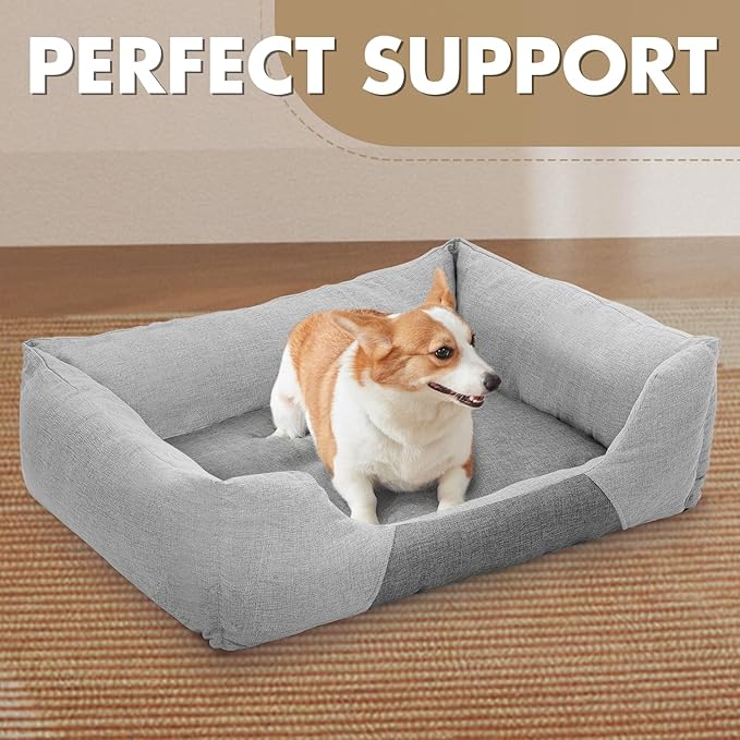 Athena Collection Dog Bed Large Size Dog, 32 Inches Washable Dog Bed for Large Cats Pets, Cozy Soft Warming Fabric with Nonskid Bottom, Grey