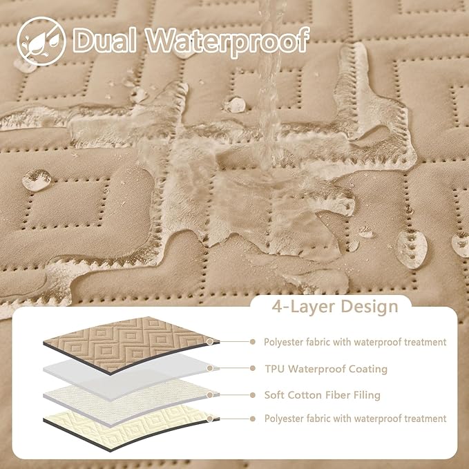 hyha Waterproof Dog Blanket, Soft Pet Bed Blankets, Waterproof Sofa Couch Cover for Dogs Washable, Reversible Pet Couch Covers for Sofa Furniture (30x90 Inch, Camel/Beige)