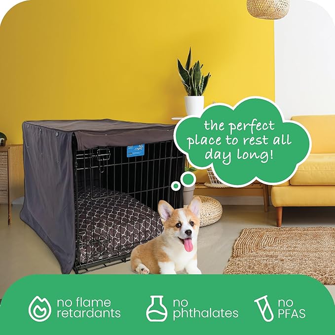 Molly Mutt I'm a Realist Dog Crate Cover, 100% Cotton Canvas Cover with 2 Roll-Up Panels, Ideal for Dog or Cat Crate, Durable, Washable, and Free of Harmful Chemicals, 48" x 30" x 33"