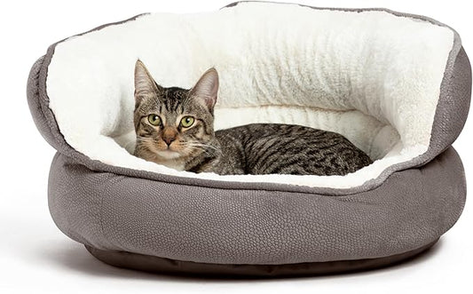 Best Friends by Sheri Pet Throne High Bolster Orthopedic Relief Cat and Dog Bed, Gray, Mini