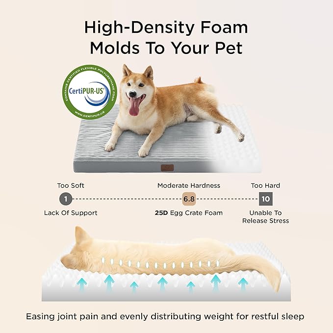 Bedsure Dog Beds Large Sized Dog- Orthopedic Pet Beds for Crate with Removable Machine Washable Cover, NOT Waterproof Egg Crate Foam Puppy Pad, Suitable for Pet Up to 50 lbs, 35"x22"