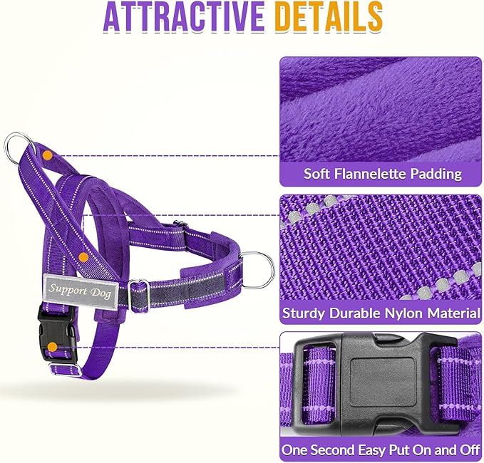 SlowTon No Pull Dog Harness - Heavy Duty Dog Harness and Leash Set for Medium Large Dogs, Reflective Tactical Harness with Soft Padded and Front Clip for Easy Walk and Training (PU, XL)