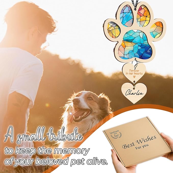 Pet Memorial Ornament for Christmas Tree Xmas Hanging Dog Cat Ornament Sympathy Gift Loss of Pet Passing Away Bereavement Keepsake for Pet Lover Ideas Gift in Loving Memory of Pet PS24-N4