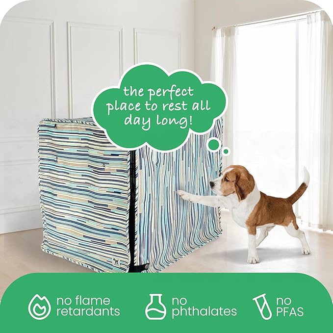 Molly Mutt I Don't Like Mondays Dog Crate Cover, 100% Cotton Canvas Cover with 2 Roll-Up Panels, Ideal for Dog or Cat Crate, Durable, Washable, and Free of Harmful Chemicals, 42" x 28" x 31"