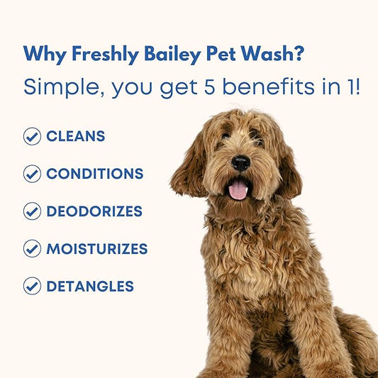Dog and Cat Shampoo and Conditioner for Dogs and Cats - Best 5 in 1 Fresh Pet Wash - Natural Ingredients Perfect for Sensitive Skin - Cleans, Conditions, Detangles, and Moisturizes - 16OZ