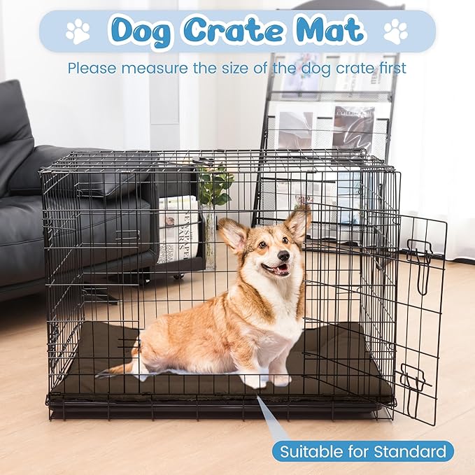 Dog Bed, Dog Crate Mat Washable, Ultra Soft & Anti-Slip S Dogs Bed Fit Dogs Crates & Kennels (Curry, 24.0" L x 18.0" W x 1.5" Th)