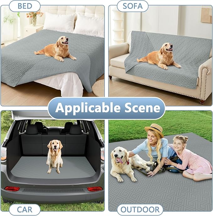 hyha Waterproof Dog Blanket, Soft Dog Bed Cover Pet Blankets, Waterproof Sofa Couch Cover for Dogs Washable, Reversible Pet Couch Covers for Sofa Furniture (82x102 Inch, Grey/Grey)