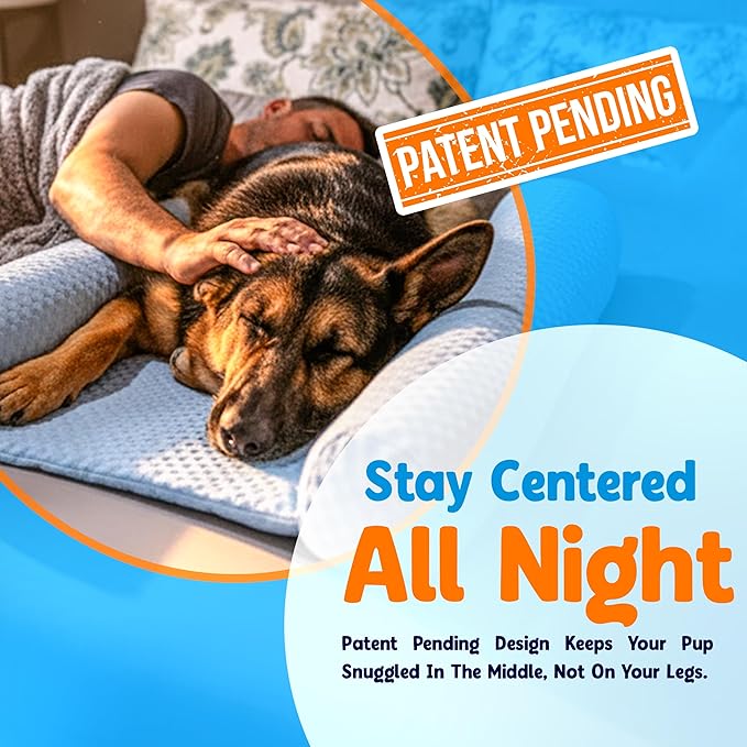 DenMate Dog Bed Co Sleeper: The First On-Bed DogBed for Your Pet. Perfect for Large/Medium Size Dogs; Helps Stabilizes Nighttime Movement to Help Improve Dog & Owners Sleep, Machine Washable.