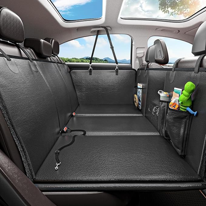 Back Seat Extender for Dogs, Waterproof Dog Car Seat Cover for Back Seat with Hard Bottom, 2025 Upgraded Material, 100% Waterproof, Safer, Easy to Use and Clean, Holds 400lbs