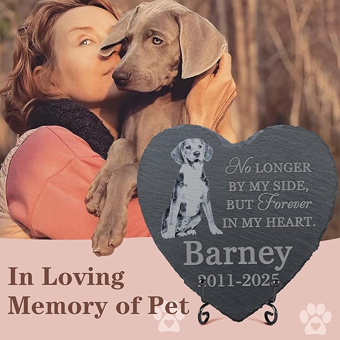 Pet Memorial Stone, Dog Memorial Stone, Dog Memorial Gifts for Loss of Dog, Pet Memorial Gifts, Loss of Pet Sympathy Gift, in Loving Memory Pet - No Longer by My Side - Heart Shaped